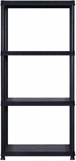 Berkfield Home 4-Tier Plastic Storage Shelf in Black, H 130 x W 244 x D 30.5 cm