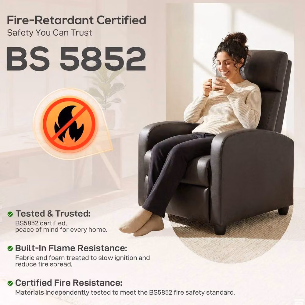FORGEVIO Brown PU Leather Recliner Massage Armchair – 4