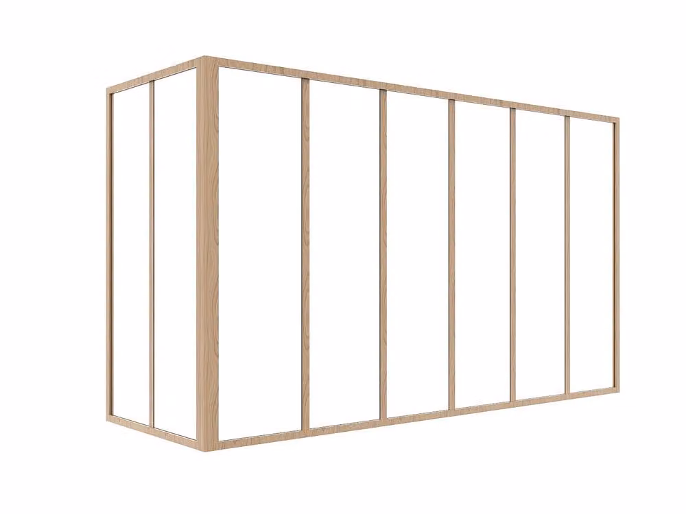 Vente-unique Corner Workshop Industrial Window in Powder-Coated Aluminium with Glass, Light Oak, W: 180 cm – 2