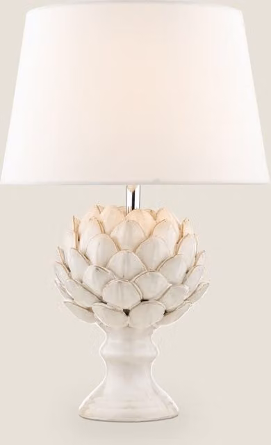 Laura Ashley Ceramic Artichoke Table Lamp in Silver and Chrome