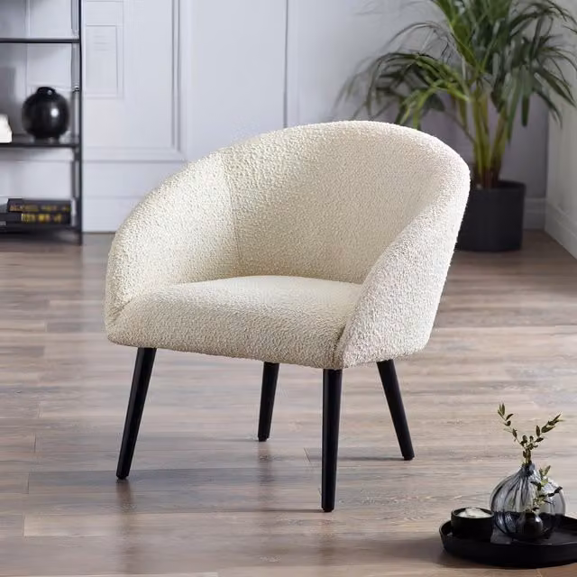 Julian Bowen Amari Modern Bouclé Fabric Upholstered Chair in White