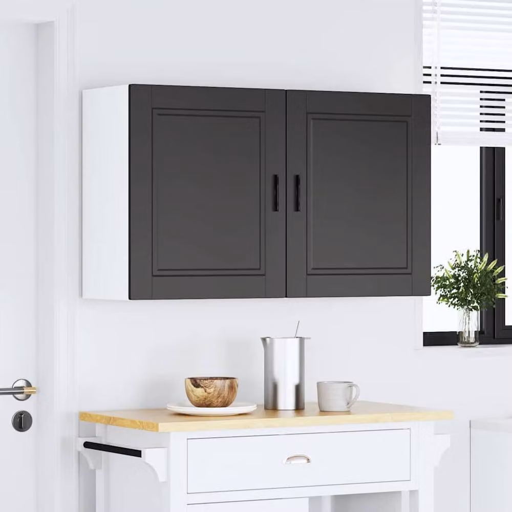 Berkfield Home Porto Black Modern Kitchen Wall Cabinets, Set of 2