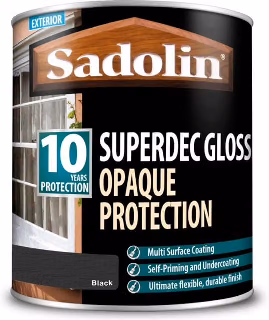Sadolin Opaque Water Based Wood Protection, Black, 1 l