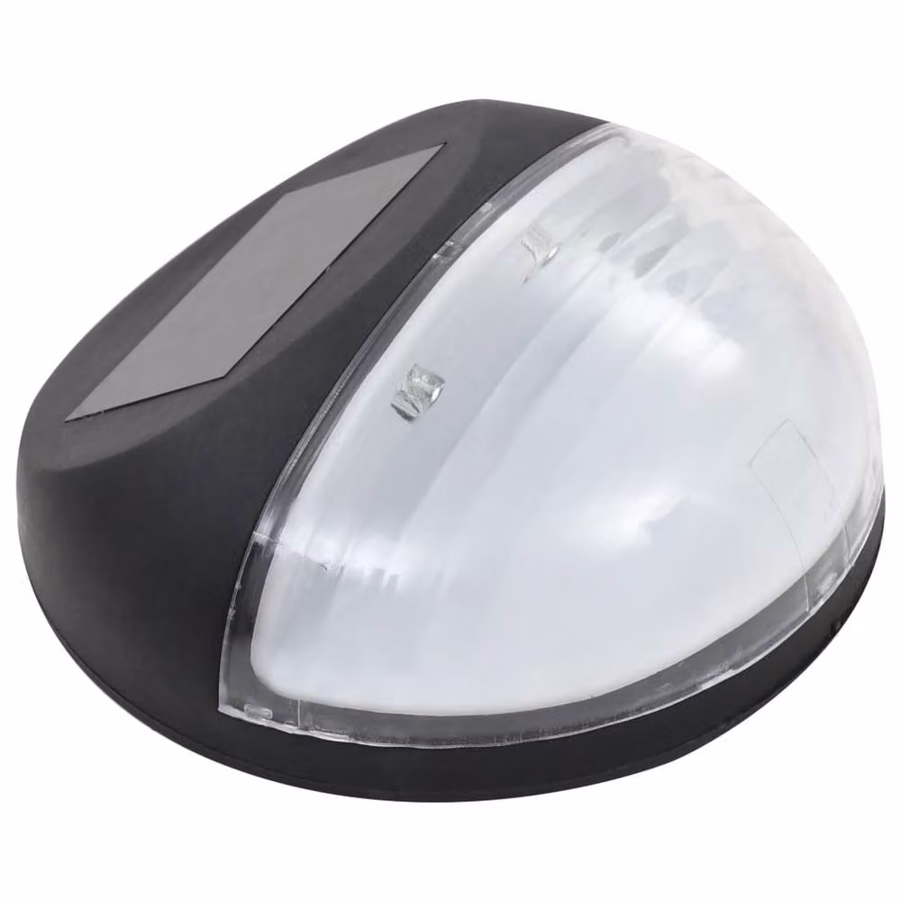 Berkfield Home 12-Piece Set of Round LED Solar Outdoor Wall and Step Lamps in Black – 4