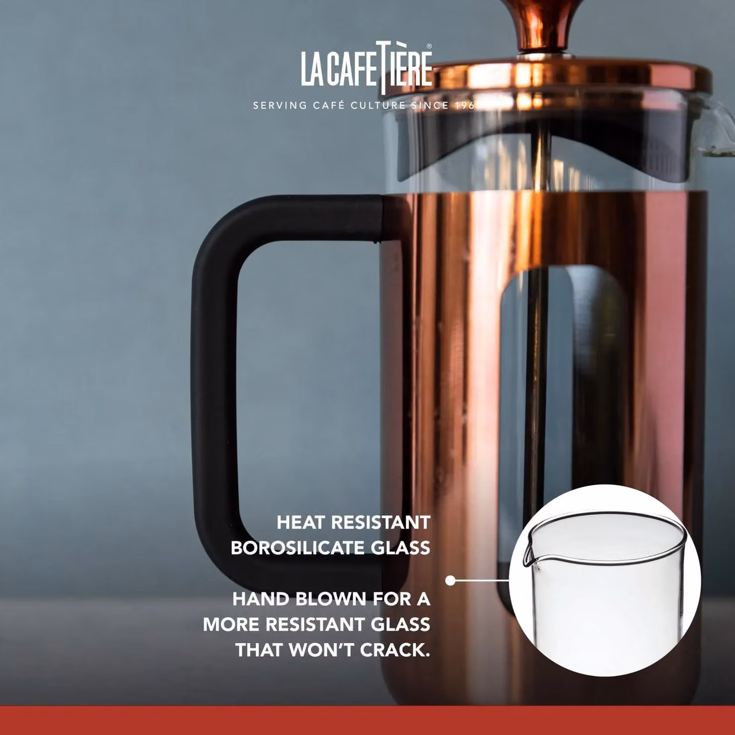 La Cafetiere Pisa Stainless Steel 350ml French Press Cafetiere, Copper – 4