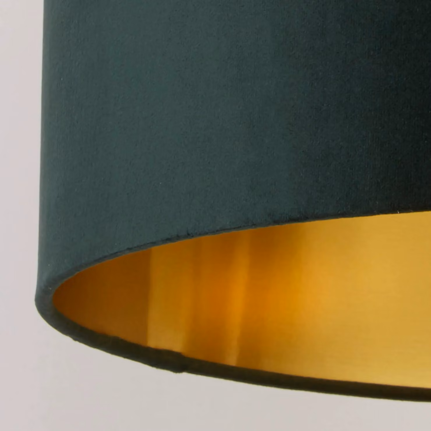 Lighting Collection Green Velvet Drum Lamp Shade with Gold Inner, Diameter: 30 cm – 3