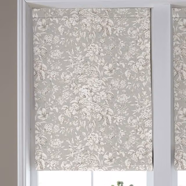 Laura Ashley Heledd Blooms Made to Measure Blackout Roman Blind in Dove Grey Floral Design