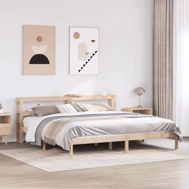 Berkfield Home Rustic Solid Wood Pine Bed Frame in Brown, W: 180 cm, D: 200 cm