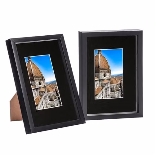 Nicola Spring Pack of 2 Black Rectangular 3D Shadow Box Frames for A4 Photos, W/H: 32.0 x 23.5 cm