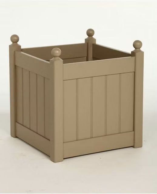 AFK Classic Small Painted Nutmeg Tub Planter in Beige Wood, W: 39.0 cm, D: 43.0 cm – 1