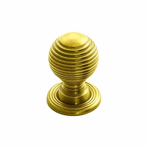 Loops 4 Pack Textured Reeded Ball Cupboard Door Knob in Polished Brass, Diameter: 28 mm – 2