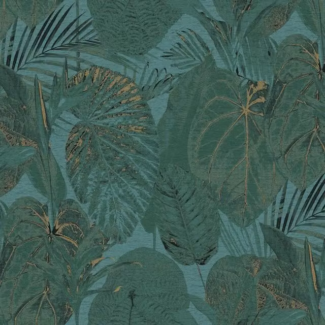 I Love Wallpaper Exotic Oasis Wallpaper Sample in Petrol Blue