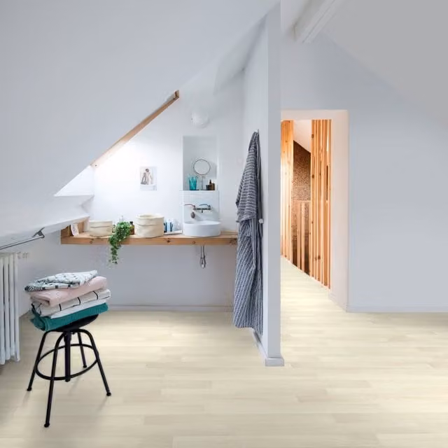 Komscape Scandinavian Sheet Vinyl Flooring, White, W: 5 m, D: 4 m