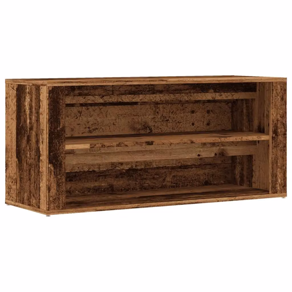 Berkfield Home Rustic Old Wood Shoe Bench in Brown, W/D/H: 100 x 35 x 45 cm – 2