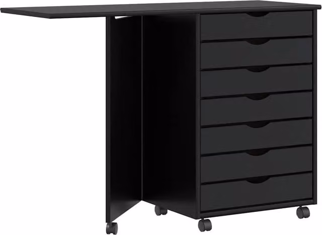 Berkfield Home Rolling Cabinet with Desk in Moss Black Solid Pine Wood – 1