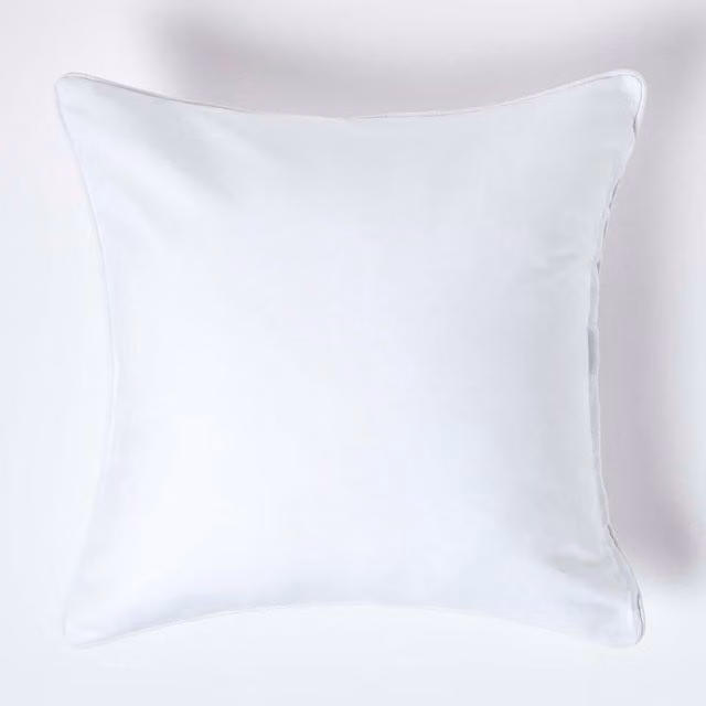 Homescapes Plain Cotton Square Cushion Cover, White, W/D/H: 60 x 60 x 60 cm