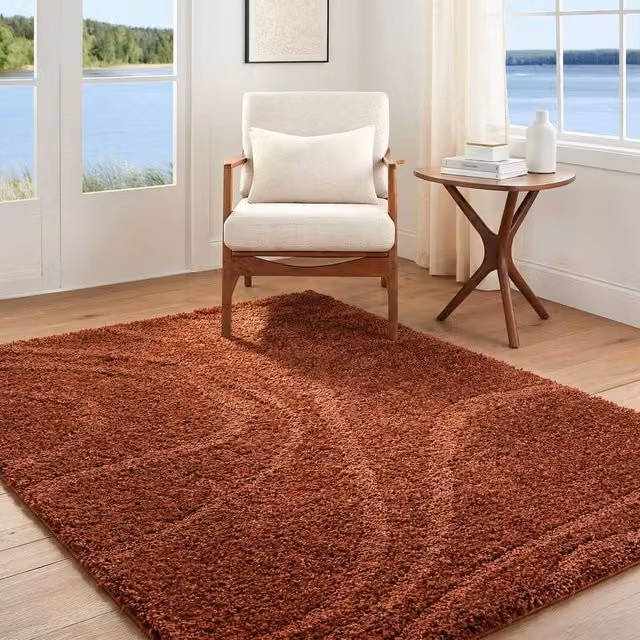 Livabliss Rodos Modern Soft Plush Pile Living Room Rug in Beige and Orange, W: 200 cm, D: 275 cm – 1