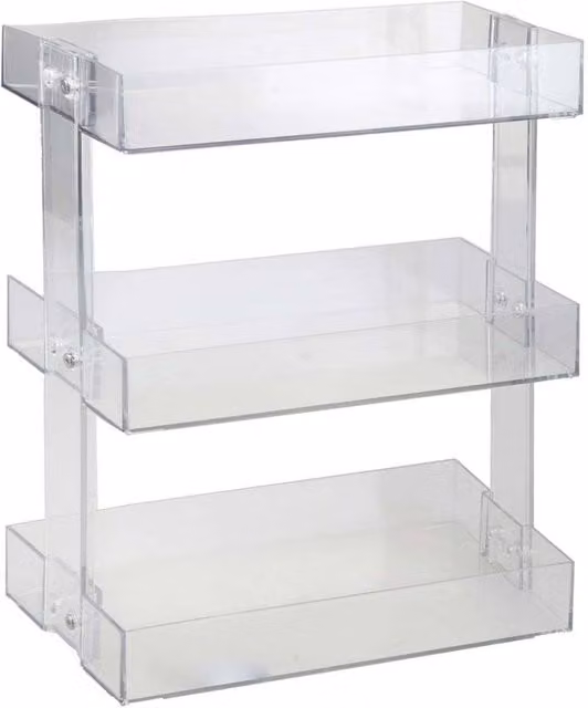 VFM 3 Tier Cosmetics Holder and Makeup Organiser in Transparent, W/D/H: 24.8 x 12.7 x 34.8 cm – 1