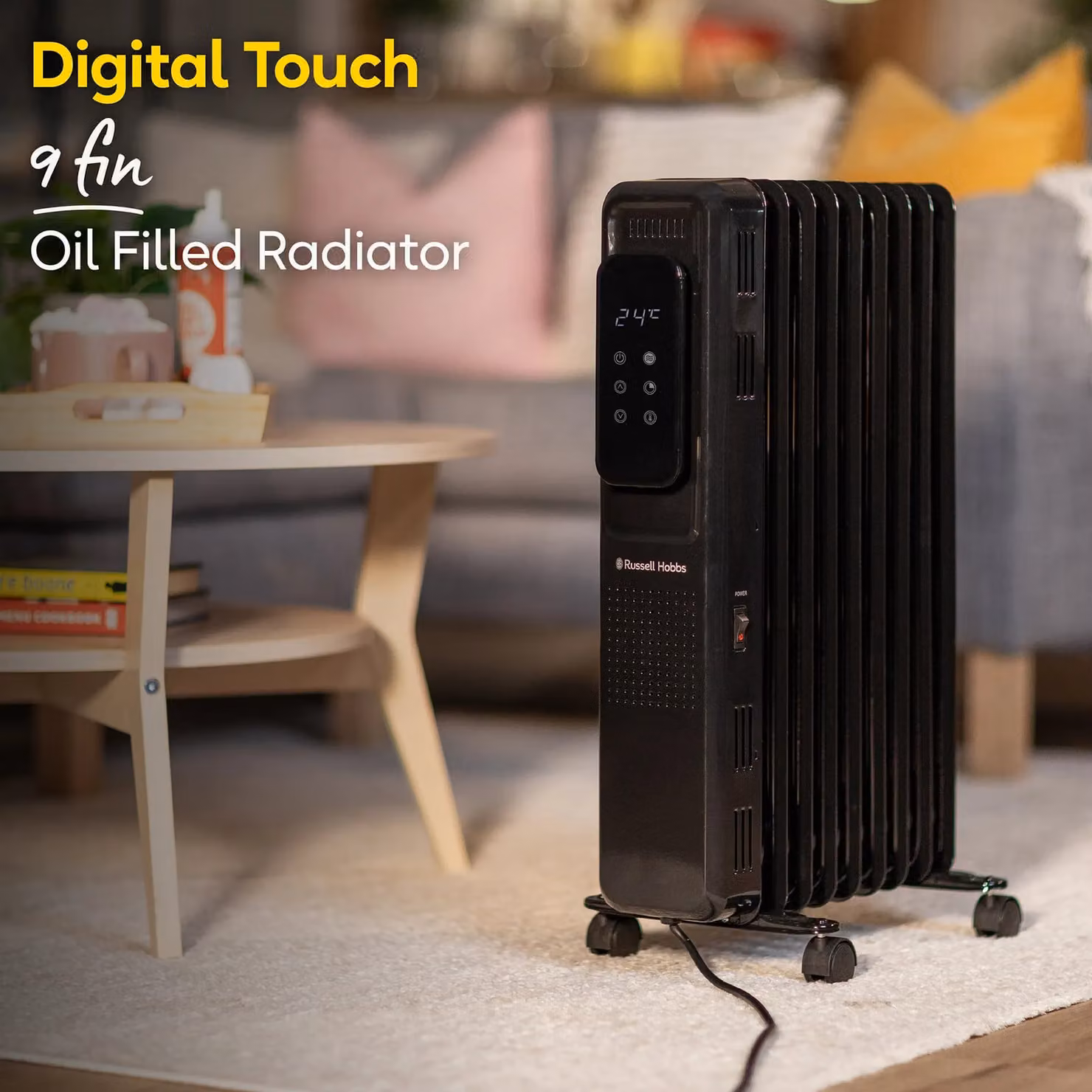 Russell Hobbs 2000W 9 Fin Oil Filled Radiator in Black – 3