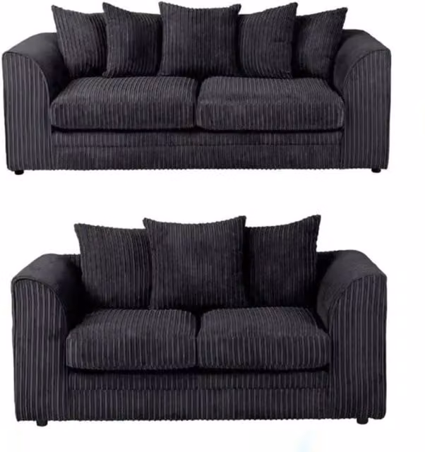 Snug Furniture Birmingham Ltd Camden Jumbo Cord 3+2 Sofa Set in Black – 1