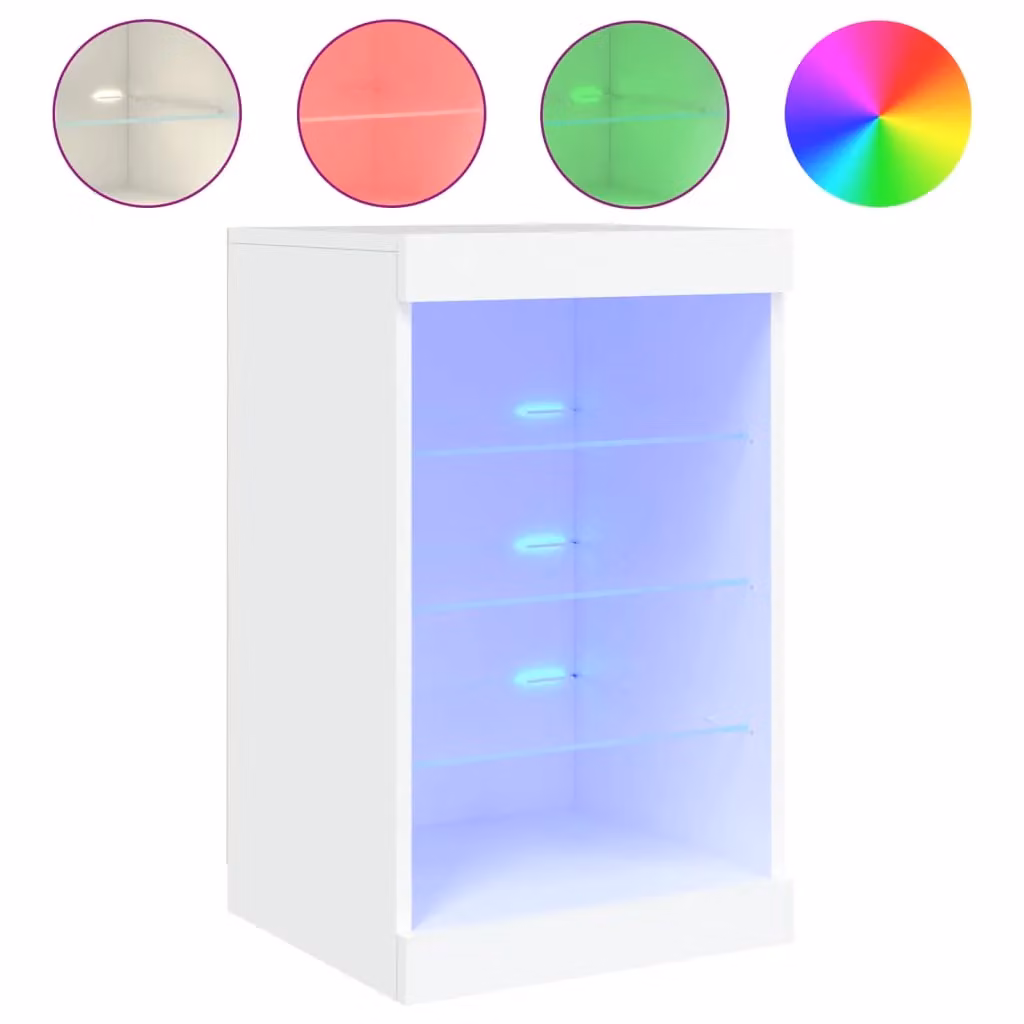 Berkfield Home Modern White Sideboard with Integrated LED Lighting W/D/H: 41 x 37 x 67 cm – 2