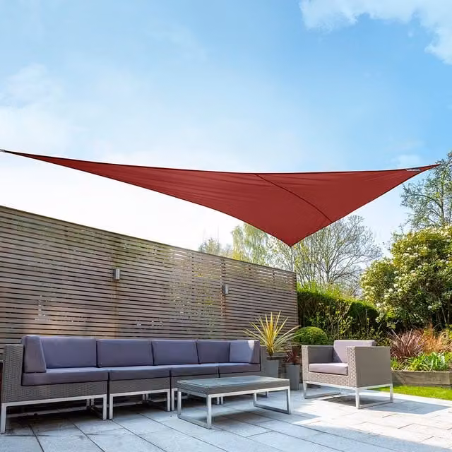 Kookaburra Waterproof Right Angle Triangle Sun Shade Sail, Red, W: 6 m, D: 4.2 m, UPF 50