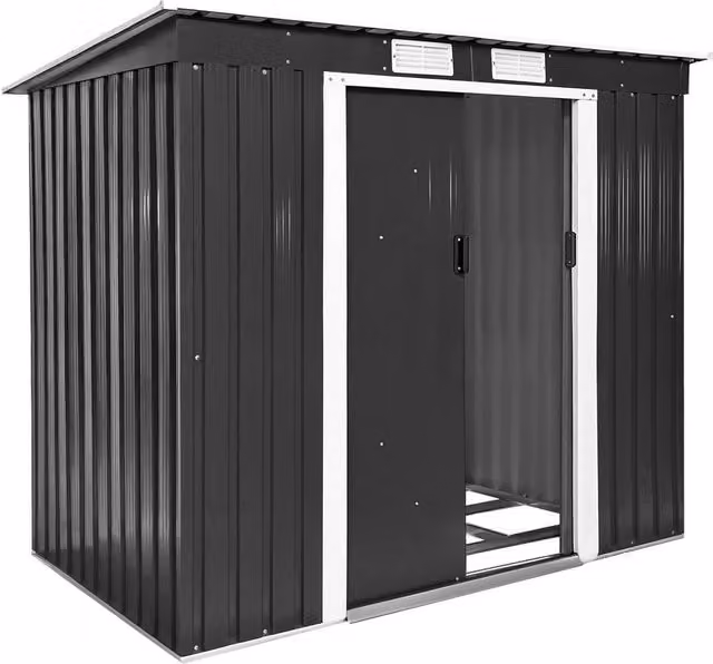 tectake Multicolour Metal Shed with Gable Roof and Sliding Doors, W/D/H: 213 x 130 x 173 cm