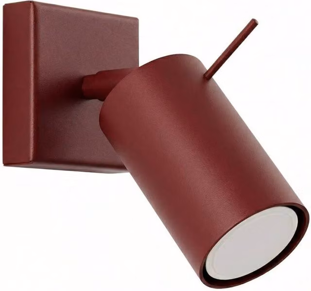 Sollux Lighting Modern Metal Ring Wall Lamp in Red, W/D/H: 8 x 8 x 16 cm
