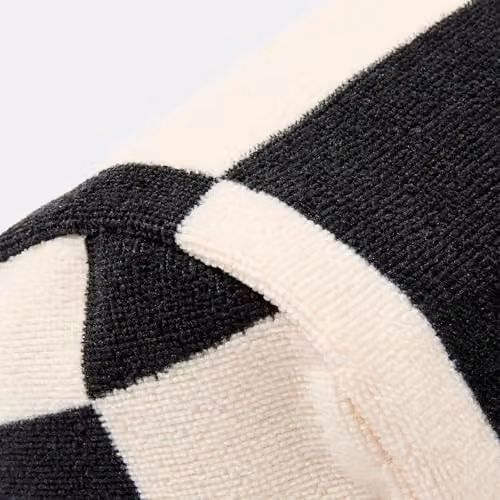 OHS Monochrome Checkerboard Inflatable Bolster Cushion with Microfibre Cover for Neck and Back Support in Black and White – 4