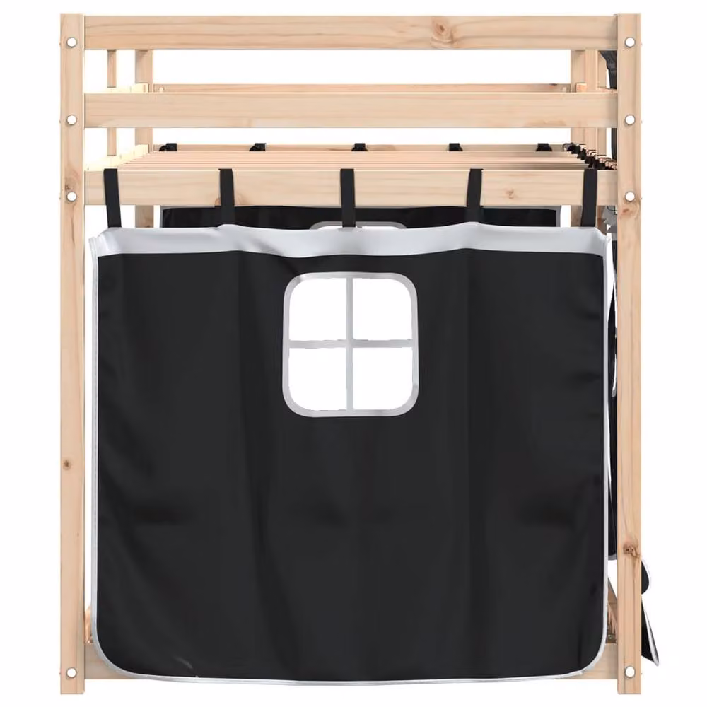 Berkfield Home Single Solid Wood Pine Bunk Bed in White and Black, W/D/H: 90 x 190 cm – 3