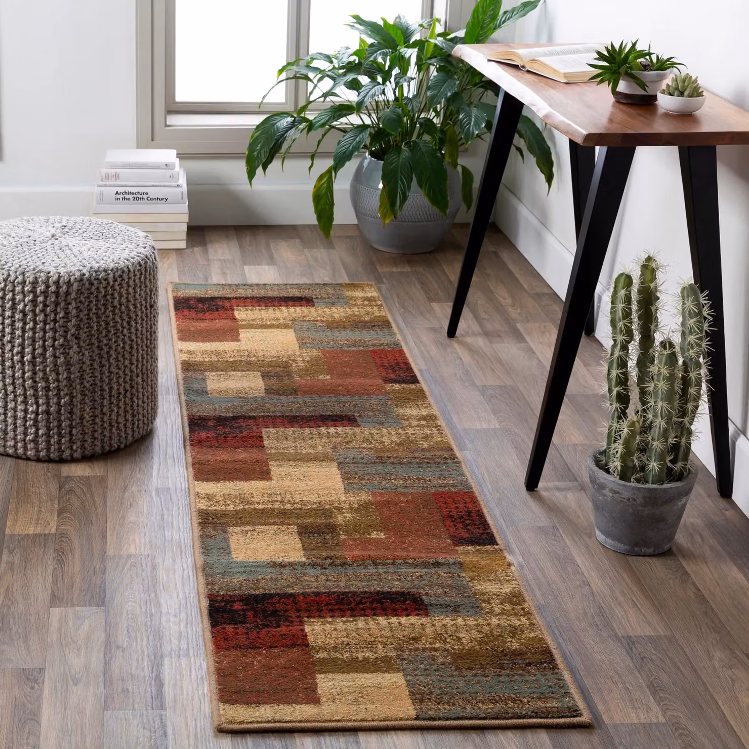 Livabliss Riley Geometric Wool Rug in Dark Red, Brown and Grey, W: 200 cm, D: 290 cm – 5