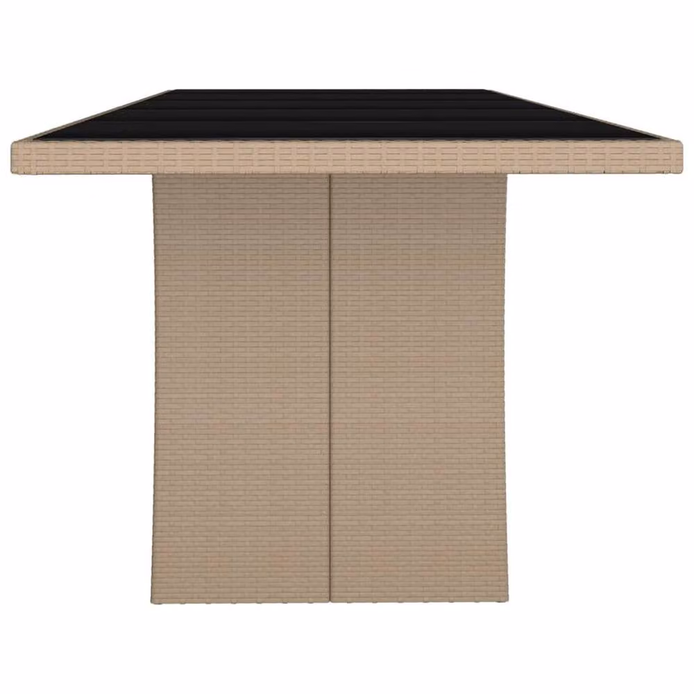 Berkfield Home Extendable Garden Table with Beige Poly Rattan and Tempered Glass Top – 3