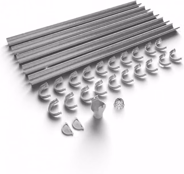 Galeco Galvanised Steel Half Round Gutter Kit, Silver, Diameter: 135 mm