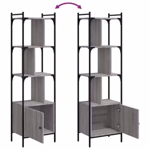 vidaXL Bookcase with Door in Grey Sonoma, W: 44.5 cm, D: 30 cm, H: 154.5 cm, Engineered Wood – 3