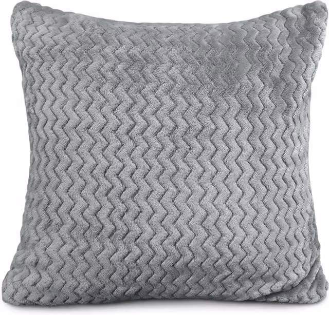 Velosso Moda Silver Plush Fleece Filled Square Cushion, W x D: 56 x 56 cm