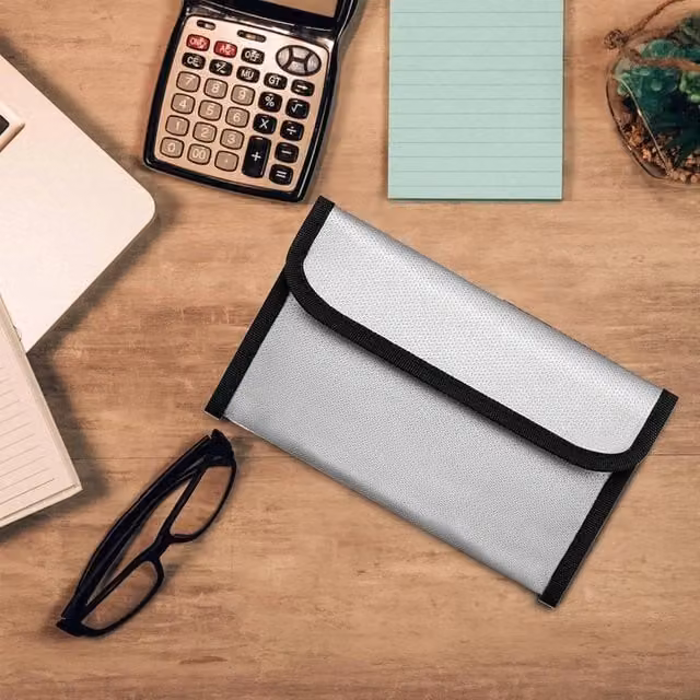 FLAVORA Grey Fireproof and Waterproof Document Storage Pouch – 1