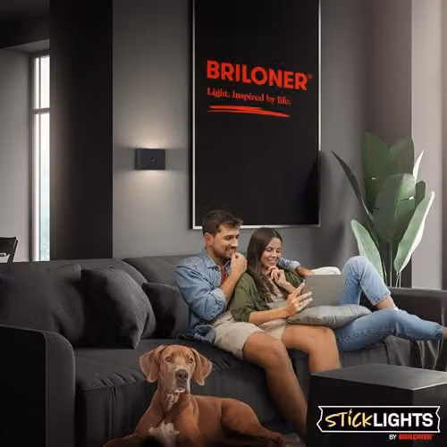 Briloner Rechargeable LED Wall Light with Motion Sensor and Up & Down Lighting, Black, W/D/H: 16 x 9.5 x 6.5 cm – 7
