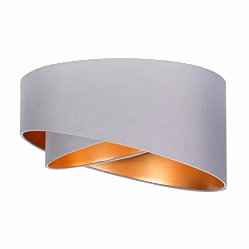 MiniSun Modern Grey and Gold Double Layer Easy Fit Cylinder Ceiling Pendant Light Shade, Width: 40 cm