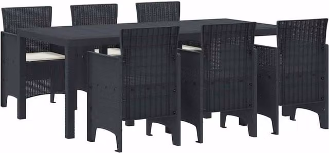 Berkfield Home 7 Piece Anthracite Poly Rattan Garden Dining Set with Cushions