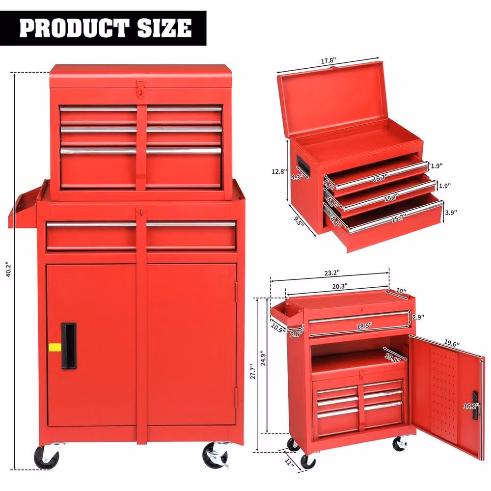 NESTLUNE 4 Drawer Rolling Workshop Tool Trolley Mobile Garage Storage Cart in Red – 2