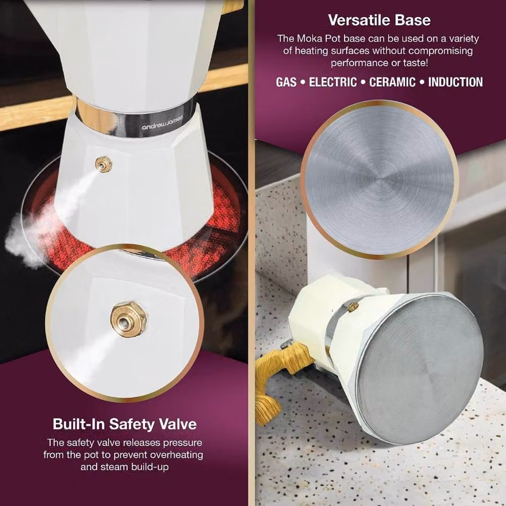 Andrew James Stove Top Moka Pot in White – 5
