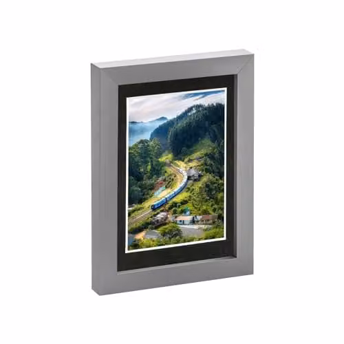 Nicola Spring Single Rectangular Photo Frame in Grey with Black and White Mounts for 10x15 cm Photos – 1