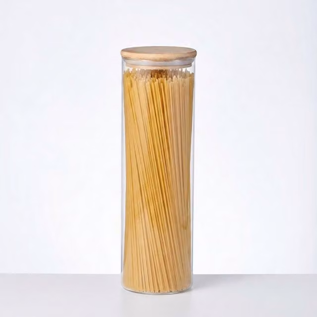 Eden & Willow Airtight Glass Pantry Storage Jar with Bamboo Lid, Transparent, 2.0 l