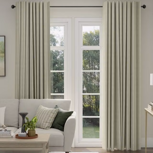ANTE DECOR Latham Made To Measure Blackout Cotton Stripe Curtains in Charcoal, Anthracite, Beige and Black