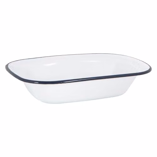 Argon Tableware White Enamel Pie Dish in Blue and White, W: 16 cm, D: 12 cm – 1