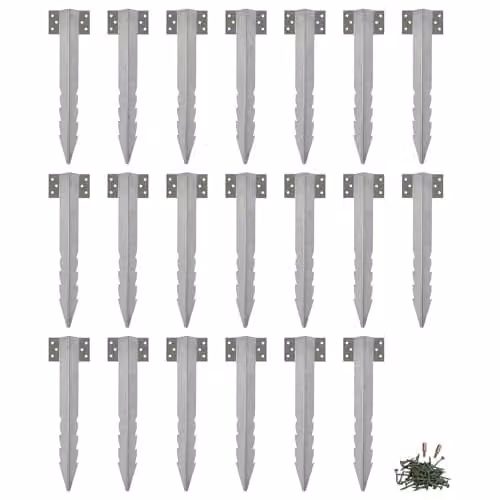 Harbour Housewares Galvanised Steel Railway Sleeper Brackets with Fixings, Silver, 40cm, Pack of 20 – 1