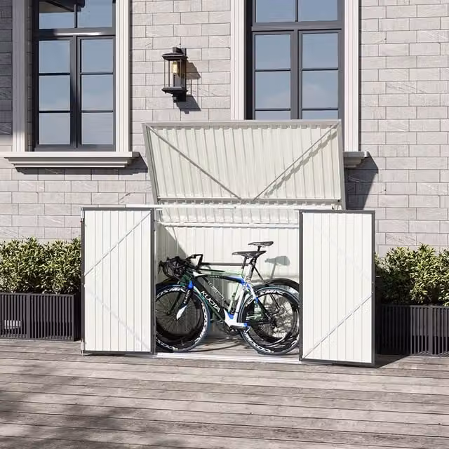 Breeins 2-in-1 Steel Bin Store and Bike Storage Shed in Charcoal Black