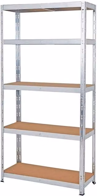 PAWNORA Silver Metal and MDF Galvanised Freestanding Shelving Rack with Adjustable Shelves