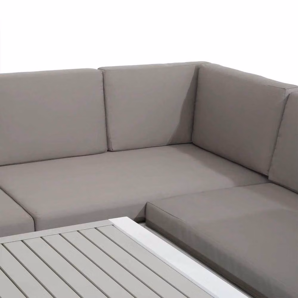 Furnishings For Less UK 6 Seater Aluminium Garden Corner Sofa Set with Coffee Table in White – 4