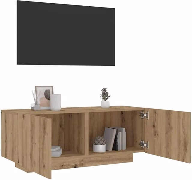 Berkfield Home Artisan Oak TV Cabinet in Brown, W/D/H: 100 x 35 x 40 cm – 1